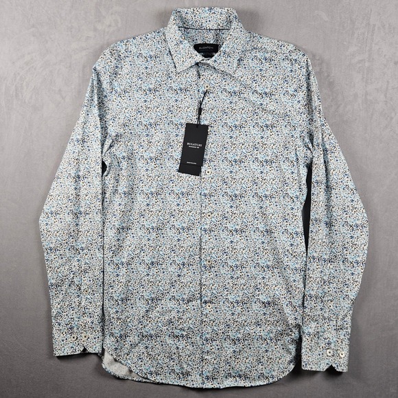 Bugatchi Other - NEW Bugatchi Shirt Mens Small Blue AOP OoohCotton Tech 8-Way Stretch Button Up